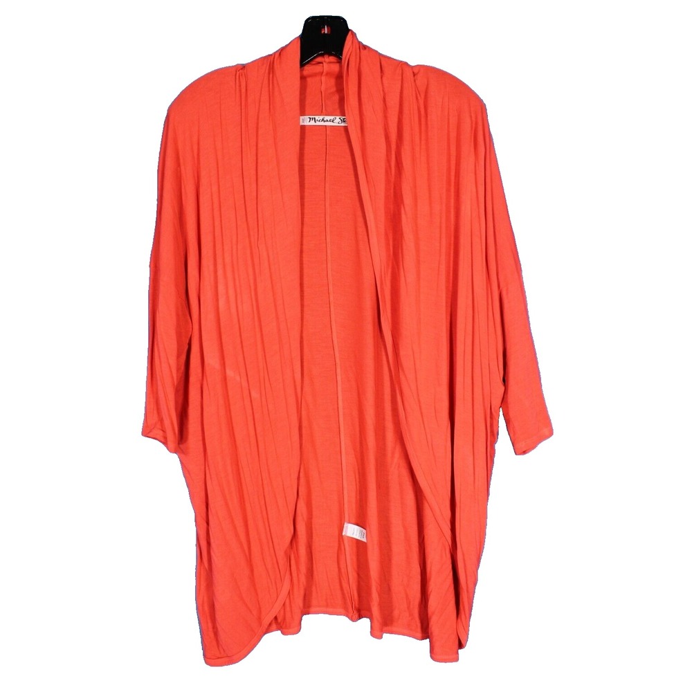 MICHAEL STARS Coral OPEN FRONT Stretch Knit 3/4 SLEEVE Cardigan KIMONO JACKET OS